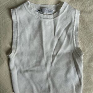 Zara White Sleeveless Top